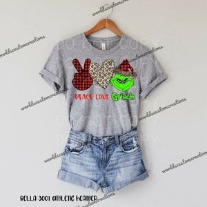 Womans leopard/plaid Peace love Grinch tee